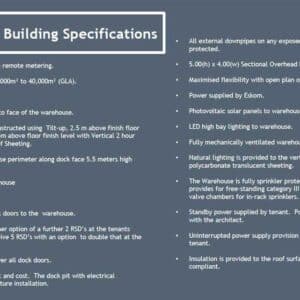 Arterial Industrial Estate Building Specifications